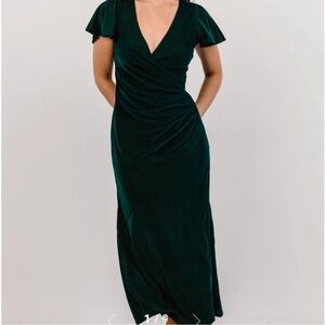 Elegant Green Wrap Dress
